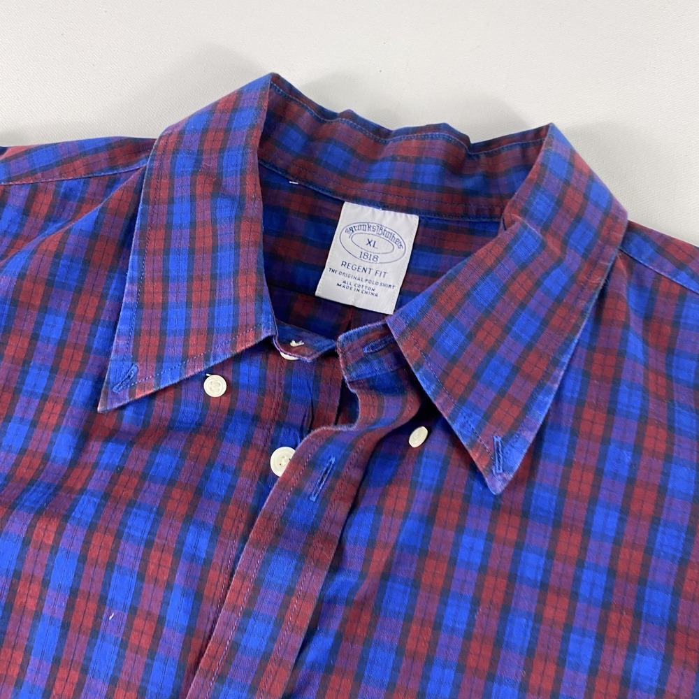 Brooks Brothers Shirt Mens XL Plaid Regent Fit Button Down Casual Dress Shirt